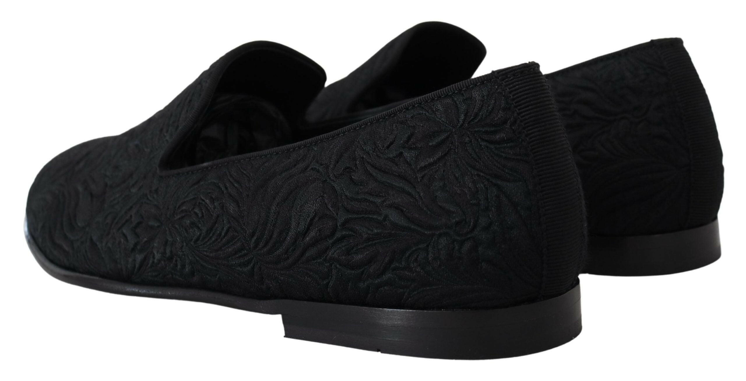 Dolce & Gabbana Black Floral Jacquard Slippers Loafers Shoes -   -  Dolce & Gabbana. Dolce & Gabbana Black Floral Jacquard Slippers Loafers Shoes -   -  Dolce & Gabbana.