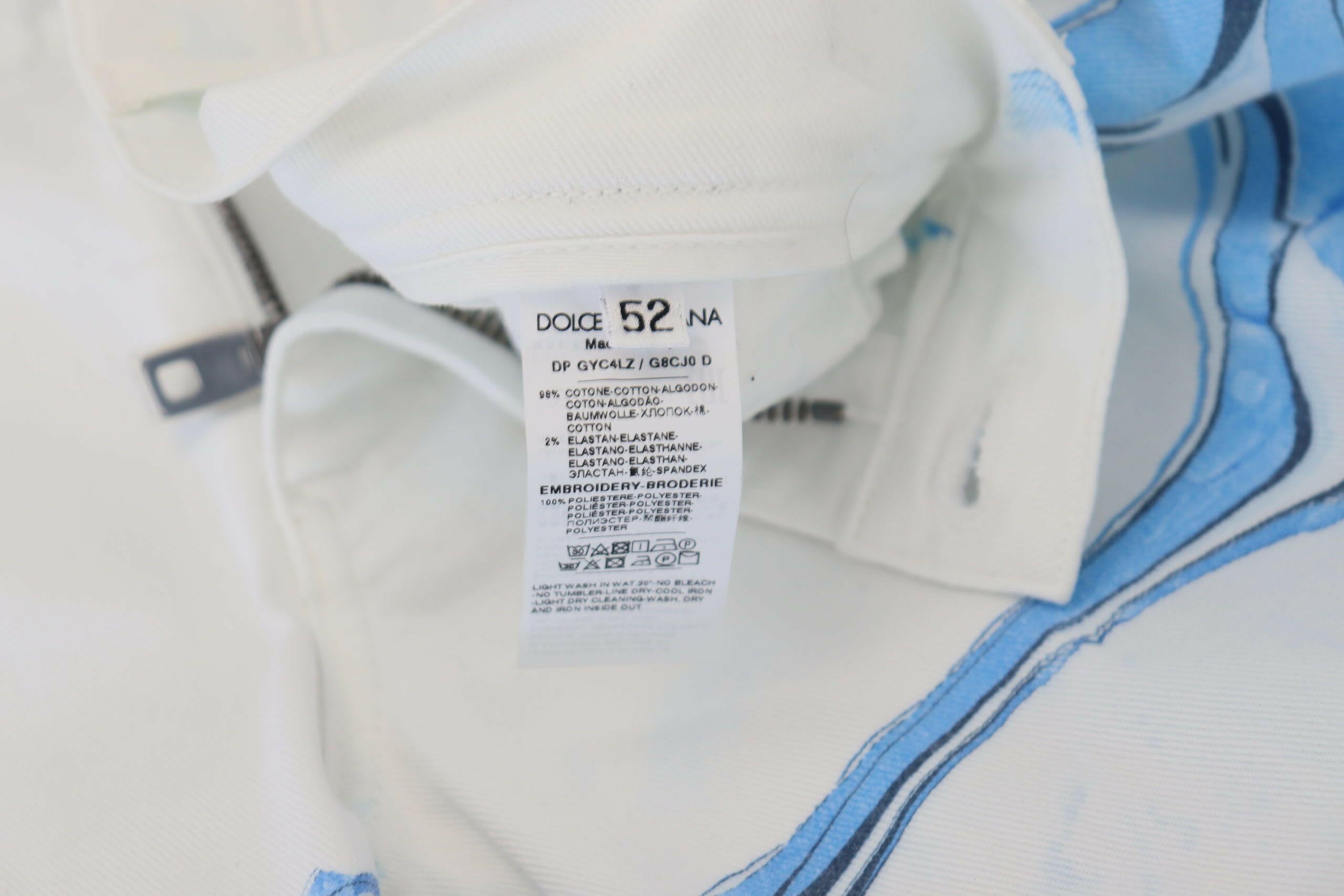 Dolce & Gabbana White Blue Denim Cotton Jeans Stretch Skinny Fit Pant -   -  Dolce & Gabbana. Dolce & Gabbana White Blue Denim Cotton Jeans Stretch Skinny Fit Pant -   -  Dolce & Gabbana.