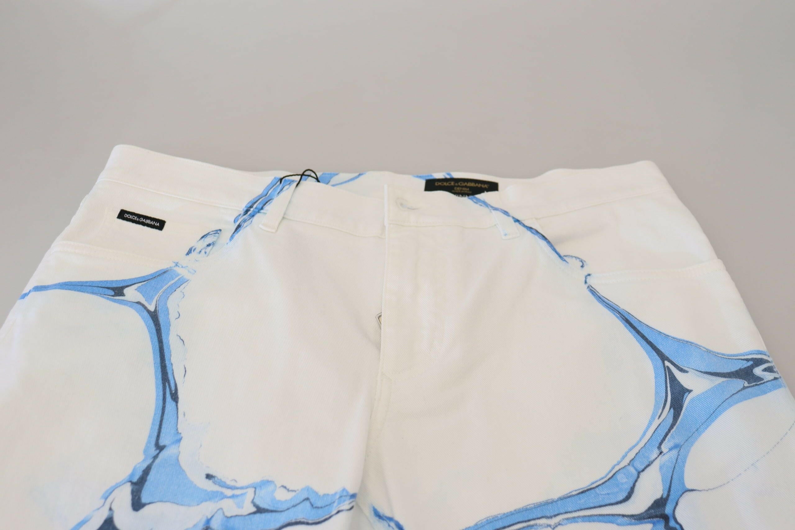 Dolce & Gabbana White Blue Denim Cotton Jeans Stretch Skinny Fit Pant -   -  Dolce & Gabbana. Dolce & Gabbana White Blue Denim Cotton Jeans Stretch Skinny Fit Pant -   -  Dolce & Gabbana.