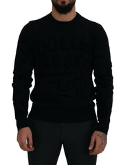 Dolce & Gabbana Black Wool Logo Pattern Crewneck Pullover Sweater -   -  Dolce & Gabbana.
