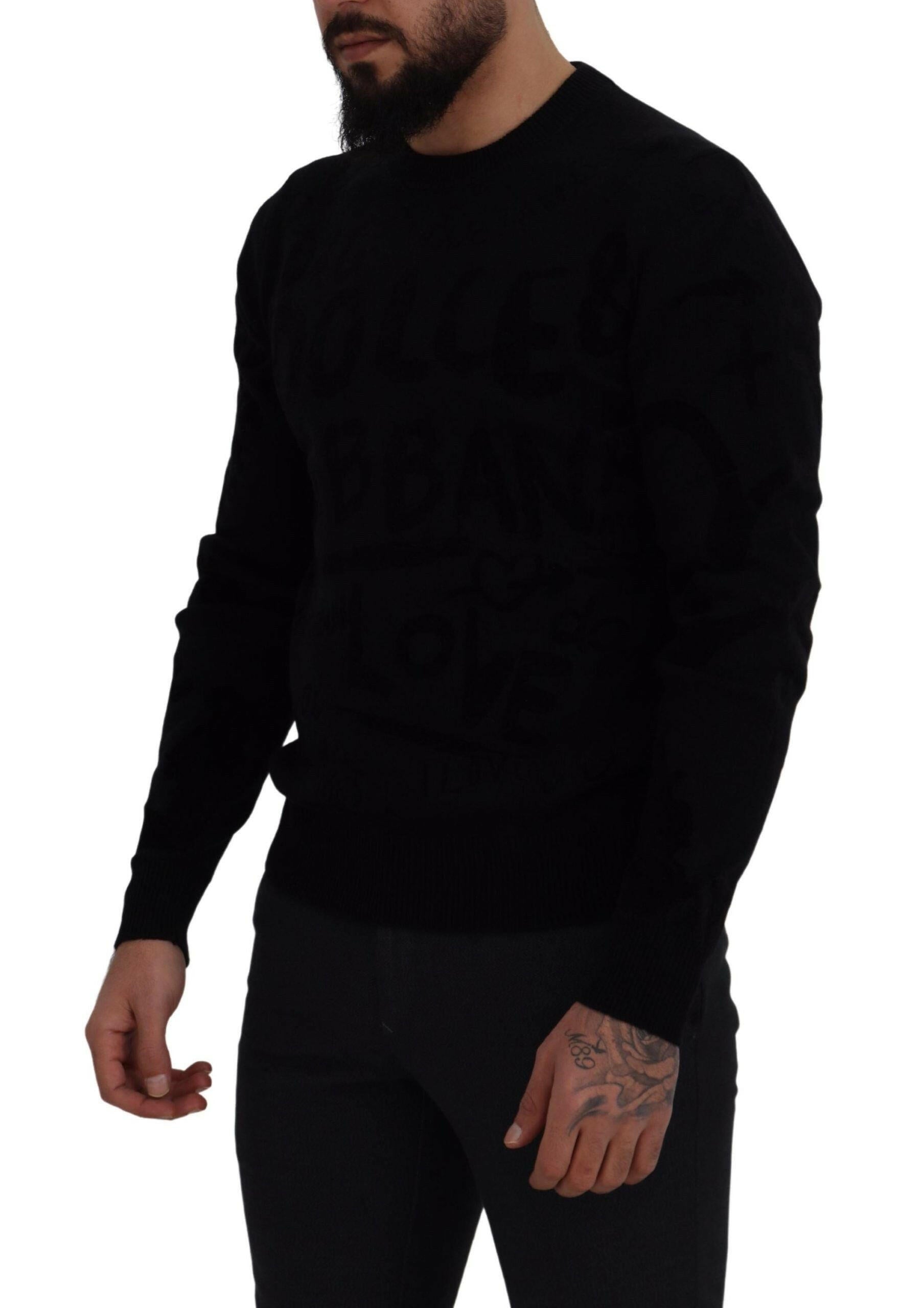 Dolce & Gabbana Black Wool Logo Pattern Crewneck Pullover Sweater -   -  Dolce & Gabbana. Dolce & Gabbana Black Wool Logo Pattern Crewneck Pullover Sweater -   -  Dolce & Gabbana.