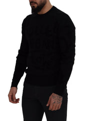 Dolce & Gabbana Black Wool Logo Pattern Crewneck Pullover Sweater -   -  Dolce & Gabbana.