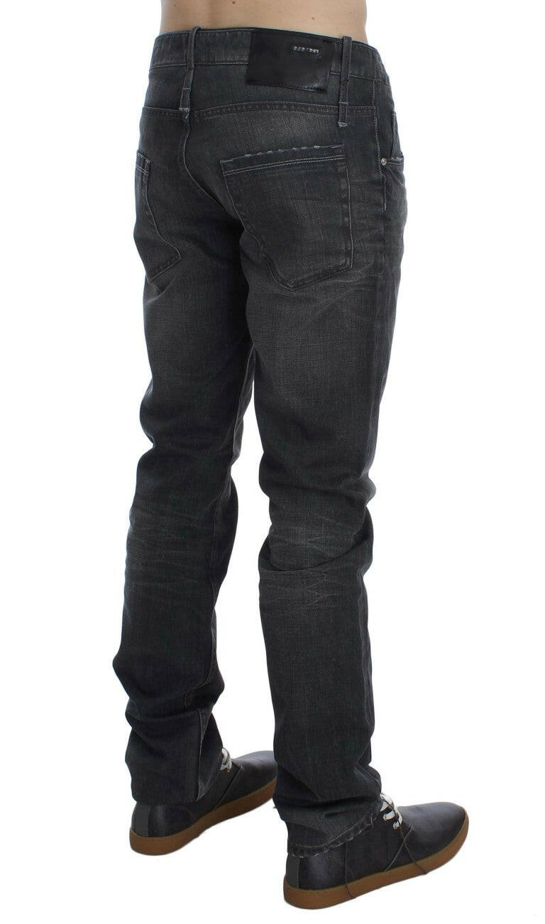Acht Gray Cotton Regular Low Fit Jeans -   -  Acht.