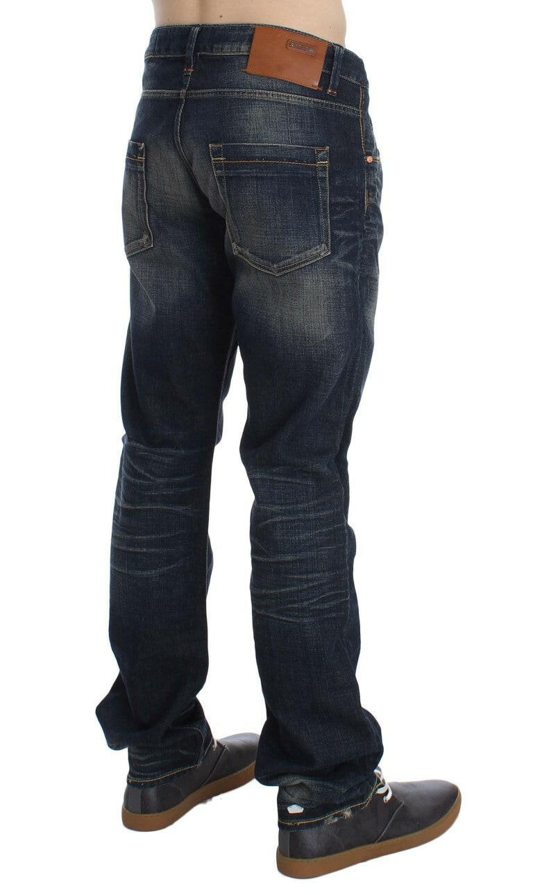 Acht Blue Wash Straight Fit Low Waist Jeans -   -  Acht.