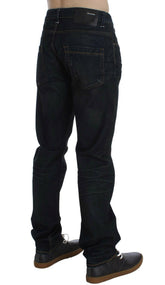 Acht Blue Wash Cotton Denim Straight Fit Jeans -   -  Acht.