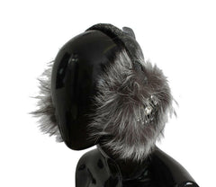 Dolce & Gabbana Gray Fox Fur Crystal Ear Muffs - - Dolce & Gabbana.