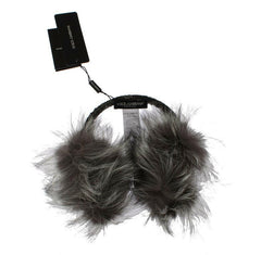 Dolce & Gabbana Gray Fox Fur Crystal Ear Muffs - - Dolce & Gabbana.