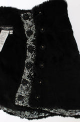 Dolce & Gabbana Silver Sequined Floral Weasel Fur Shoulder Scarf Wrap - - Dolce & Gabbana.