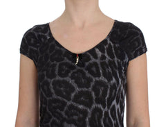 Cavalli Gray Leopard Modal T-Shirt Blouse Top -   -  Cavalli.