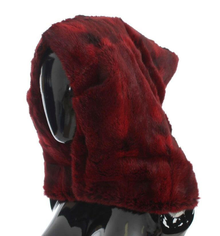 Dolce & Gabbana Bordeaux Hamster Fur Crochet Hood Scarf Hat - - Dolce & Gabbana.