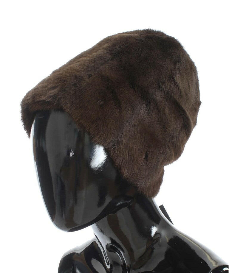 Dolce & Gabbana Brown Weasel Fur Womens Cashmere Hat Beanie -   -  Dolce & Gabbana.