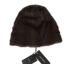 Dolce & Gabbana Brown Weasel Fur Womens Cashmere Hat Beanie -   -  Dolce & Gabbana.