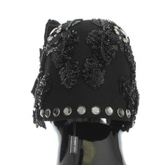 Dolce & Gabbana Black Crystal Gold Cherries Brooch Hat -   -  Dolce & Gabbana.