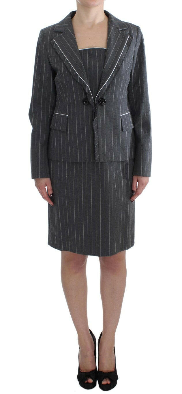 BENCIVENGA Gray Stretch Suit Sheath Dress & Blazer Set -   -  BENCIVENGA.