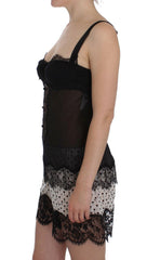 Dolce & Gabbana Black Silk Floral Lace Lingerie Top -   -  Dolce & Gabbana.