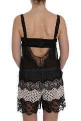 Dolce & Gabbana Black Silk Floral Lace Lingerie Top -   -  Dolce & Gabbana.