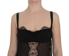 Dolce & Gabbana Black Silk Floral Lace Lingerie Top -   -  Dolce & Gabbana.