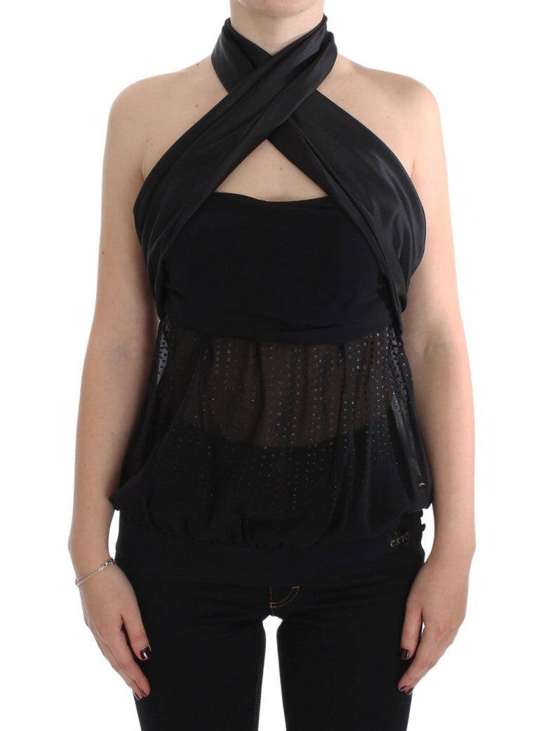 Exte Black Neck Wrap Top Blouse -   -  Exte.