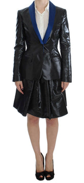 Exte Black Blue Two Piece Suit Skirt & Blazer -   -  Exte.