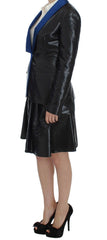 Exte Black Blue Two Piece Suit Skirt & Blazer -   -  Exte.