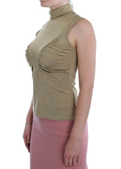 Exte Gold Nylon Turtleneck Top Blouse -   -  Exte.