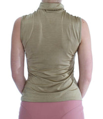 Exte Gold Nylon Turtleneck Top Blouse -   -  Exte.