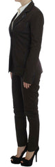 Exte Brown Stretch Two Button Suit -   -  Exte.