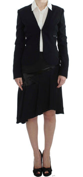 Exte Black Blue Two Piece Suit Skirt & Blazer -   -  Exte.