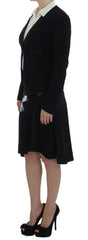 Exte Black Blue Two Piece Suit Skirt & Blazer -   -  Exte.