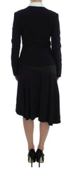 Exte Black Blue Two Piece Suit Skirt & Blazer -   -  Exte.