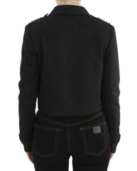 Exte Gray Stretch Gold Studded Short Jacket -   -  Exte.