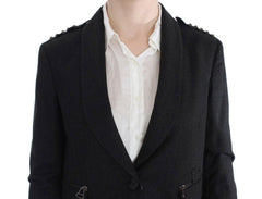 Exte Gray Stretch Gold Studded Short Jacket -   -  Exte.
