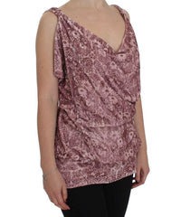 Exte Pink Floral Print Viscose Silk Blouse Top -   -  Exte.