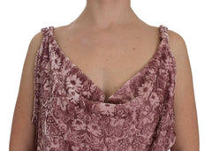 Exte Pink Floral Print Viscose Silk Blouse Top -   -  Exte.