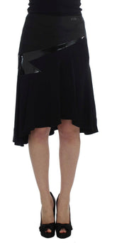 Exte Black Blue Cotton Stretch Straight Skirt -   -  Exte.