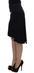 Exte Black Blue Cotton Stretch Straight Skirt -   -  Exte.