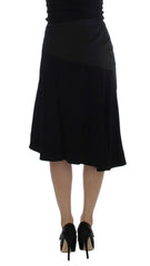Exte Black Blue Cotton Stretch Straight Skirt -   -  Exte.