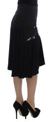 Exte Black Blue Cotton Stretch Straight Skirt -   -  Exte.