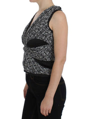 Karl Lagerfeld Gray Black Silk Blouse Top -   -  Karl Lagerfeld.