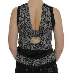 Karl Lagerfeld Gray Black Silk Blouse Top -   -  Karl Lagerfeld.