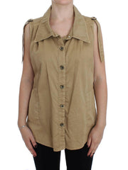PLEIN SUD Beige Cotton Sleeveless Shirt -   -  PLEIN SUD.