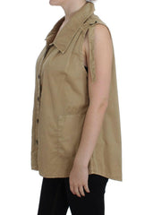 PLEIN SUD Beige Cotton Sleeveless Shirt -   -  PLEIN SUD.