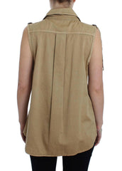 PLEIN SUD Beige Cotton Sleeveless Shirt -   -  PLEIN SUD.