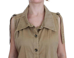 PLEIN SUD Beige Cotton Sleeveless Shirt -   -  PLEIN SUD.