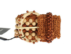 Dolce & Gabbana Brown Raffia Wood Beaded Wide Waist Belt -   -  Dolce & Gabbana.