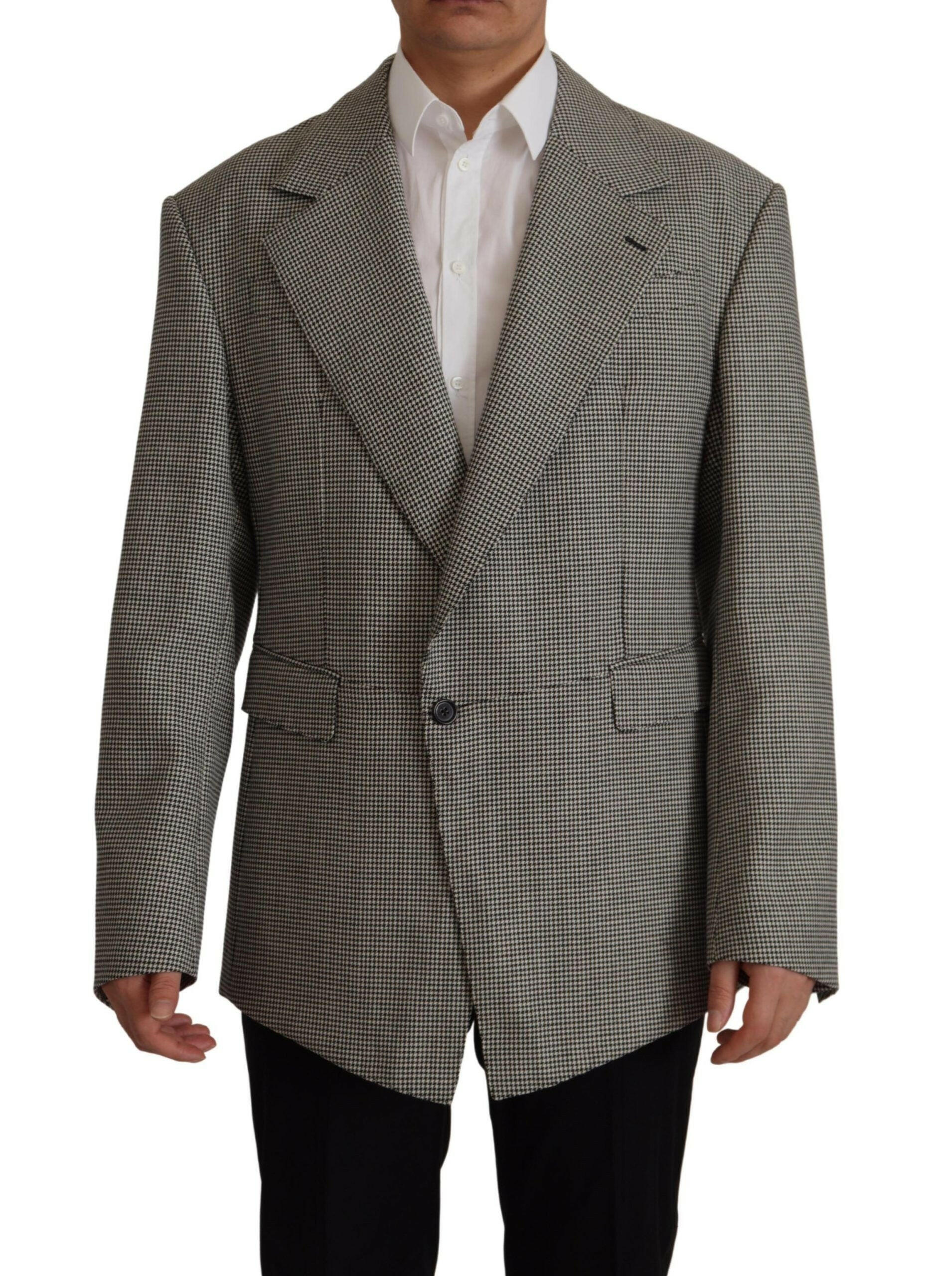 Dolce & Gabbana Gray Checkered Single Breasted Jacket Blazer -   -  Dolce & Gabbana.