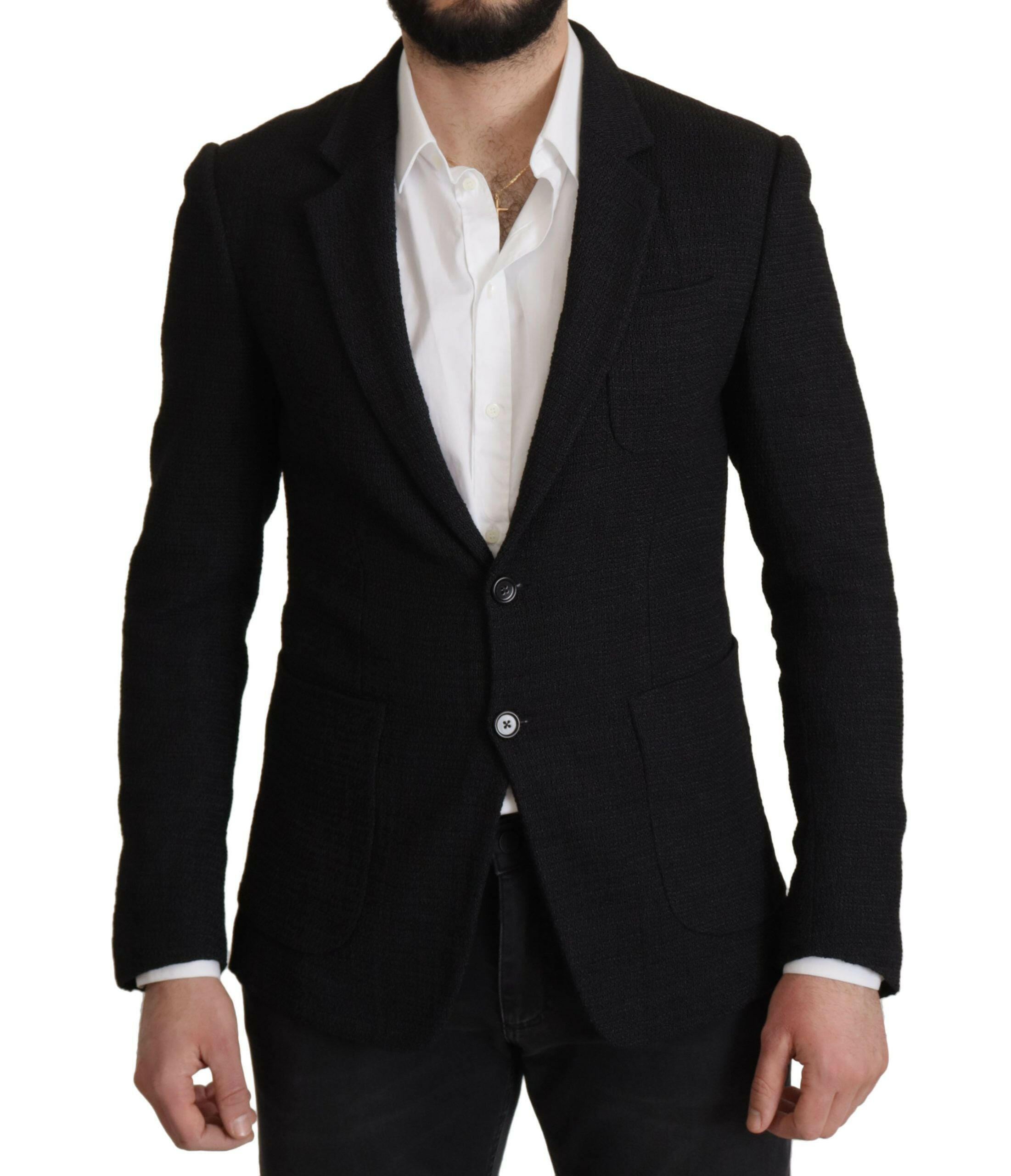 Dolce & Gabbana Black Single Breasted Coat Men Blazer -   -  Dolce & Gabbana.