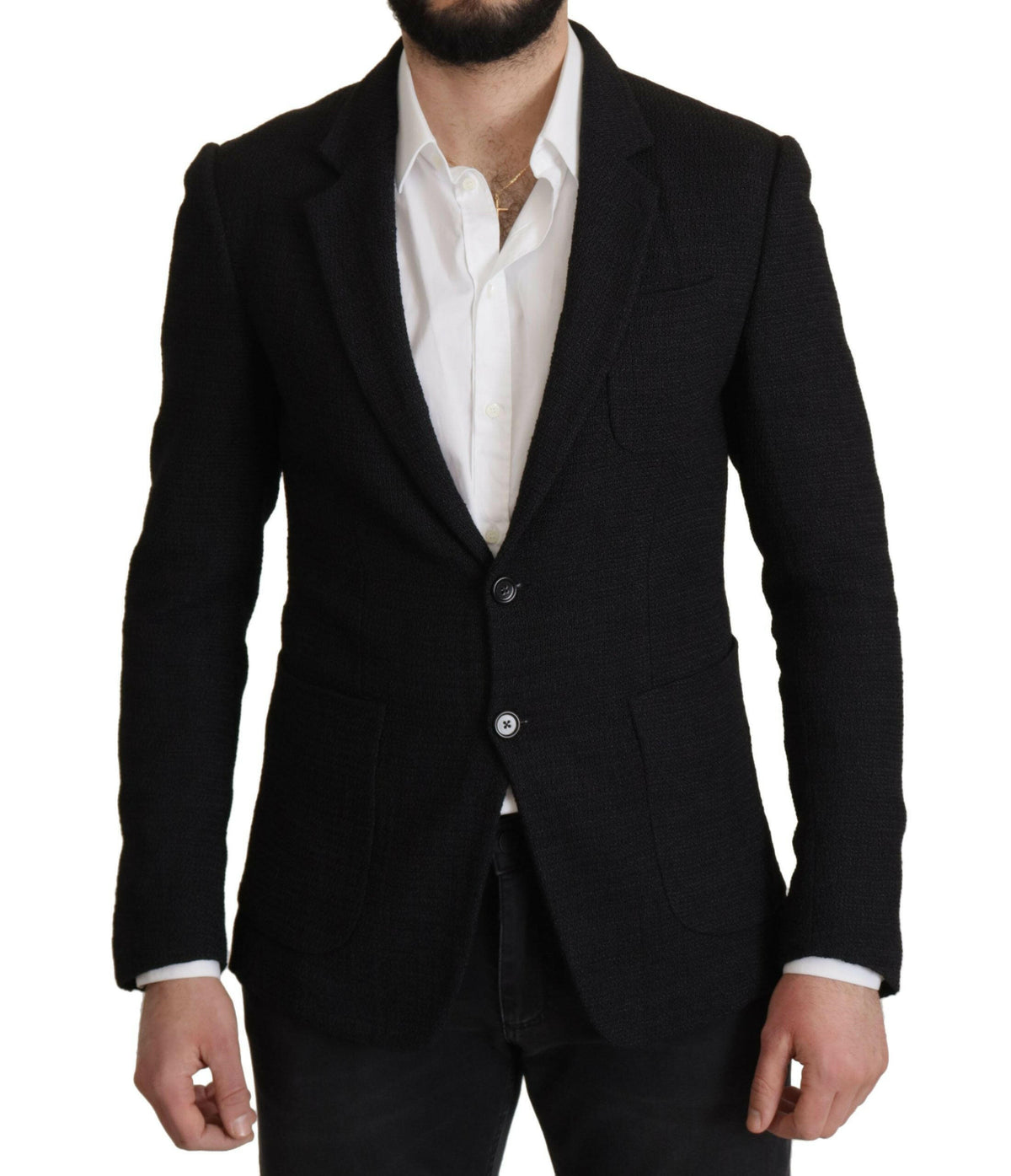Dolce & Gabbana Black Single Breasted Coat Men Blazer -   -  Dolce & Gabbana.