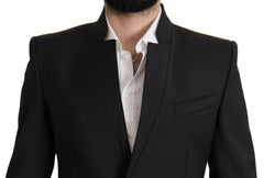 Dolce & Gabbana Black Wool Single Breasted Coat Men Blazer -   -  Dolce & Gabbana.