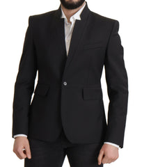 Dolce & Gabbana Black Wool Single Breasted Coat Men Blazer -   -  Dolce & Gabbana.